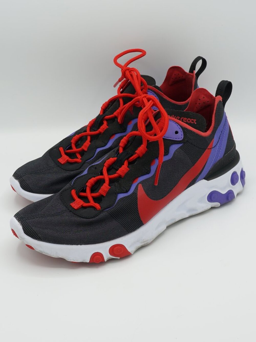 Nike React Element 55 Women's Size 8.5 Black Red Purple Sneakers CQ9903-001